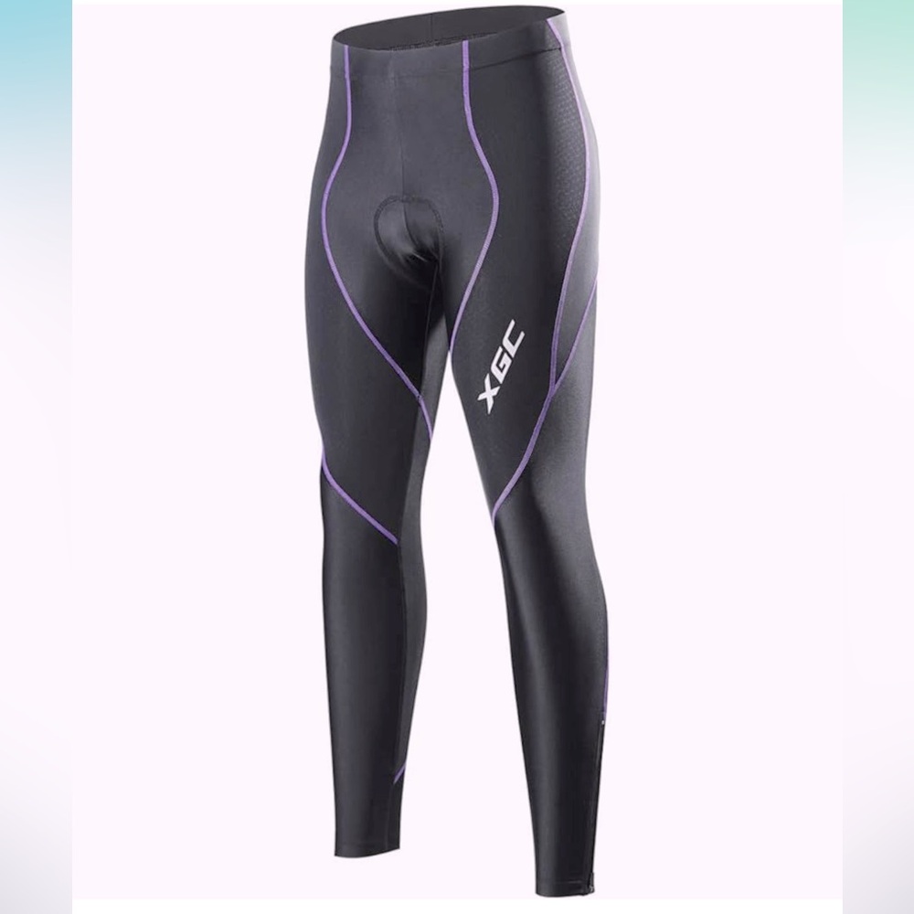 NWT XGC Long Black Cycling Pants Pants/Leggings with 4D Sponge Padded,Size Large